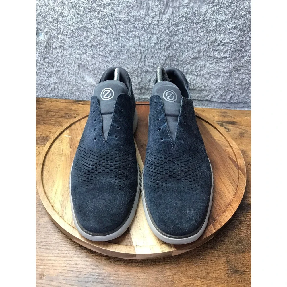 Cole Haan 2.ZERØGRAND Lined Suede Laser Wingtip Oxfords Mens 9.5M Blue/Gray